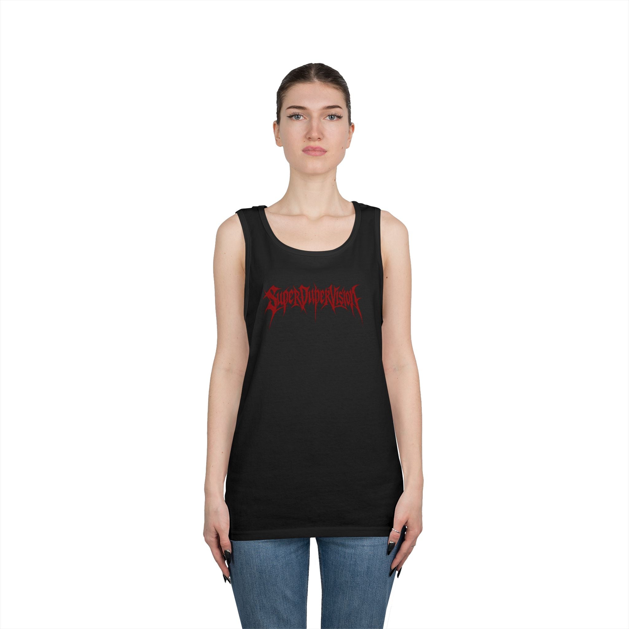 Black Tank Top — Red SuperDuperVision Logo