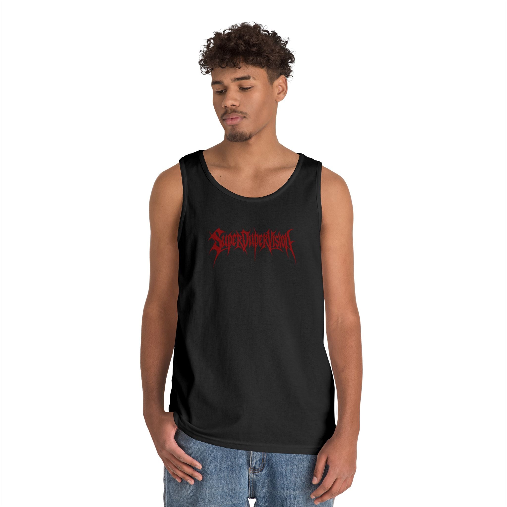 Black Tank Top — Red SuperDuperVision Logo